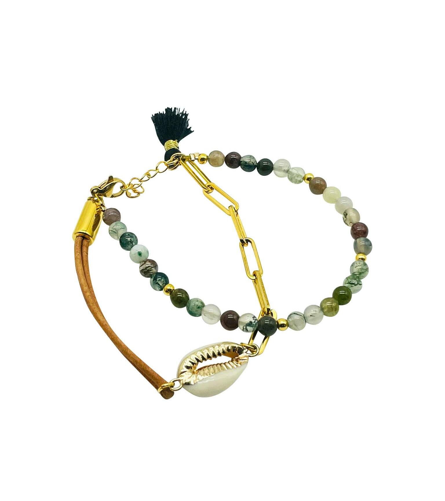 XFSRG Armband Set Damen - 2 Perlen Armbänder Mit Blumen Anhängern